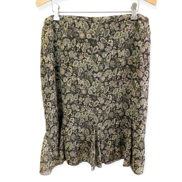 Y2K Fairy Grunge Dark Floral Dress Barn Skirt Green Gold Large - Picture 1 of 11